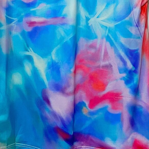 Cute Casual Soft Tie-dye V-neck Short Sleeve Tee Blue Red - Picture 5 of 6